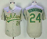Oakland Athletics #24 Rickey Henderson Gray 1989 Throwback Jersey,baseball caps,new era cap wholesale,wholesale hats